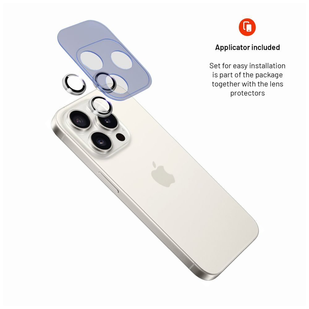 FIXED Zafír kamera lencsevédő Apple iPhone 15 Pro/15 Pro Max készülékhez, ezüst