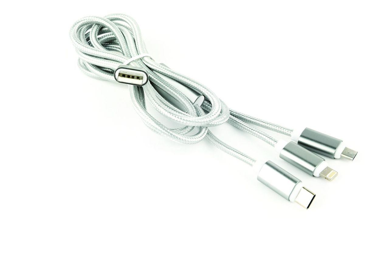 Gembird CC-USB2-AM31-1M-S USB 3-in-1 Charging cable 1m Silver