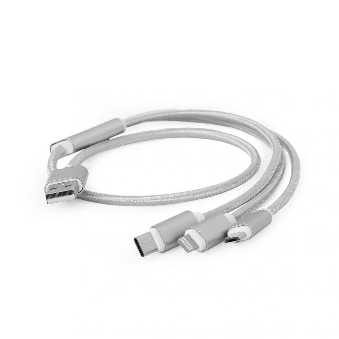 Gembird CC-USB2-AM31-1M-S USB 3-in-1 Charging cable 1m Silver