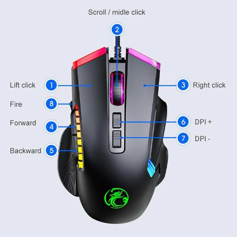 iMICE T70 RGB Gaming Mouse Black