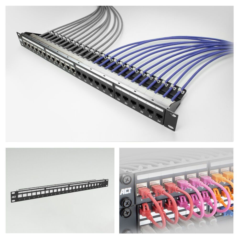 ACT 24-port Patch Panel 1U Black