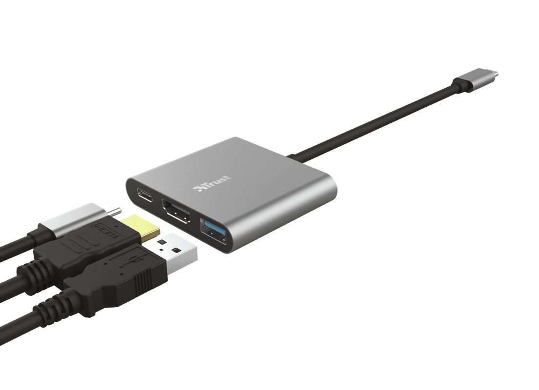 Trust Dalyx 3in1 Multiport USB-C Adapter Silver