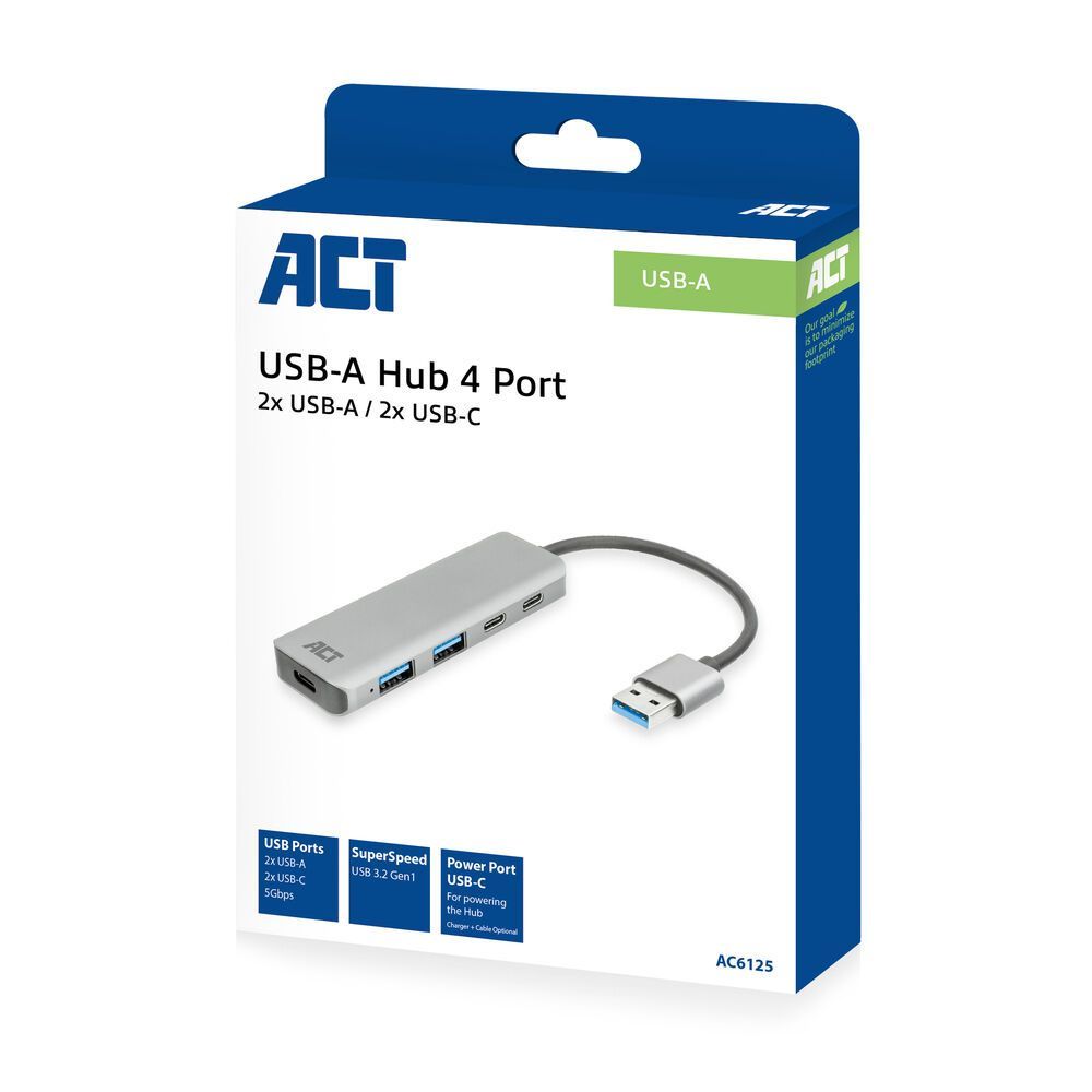 ACT AC6125 4-portos USB3.0 HUB Grey