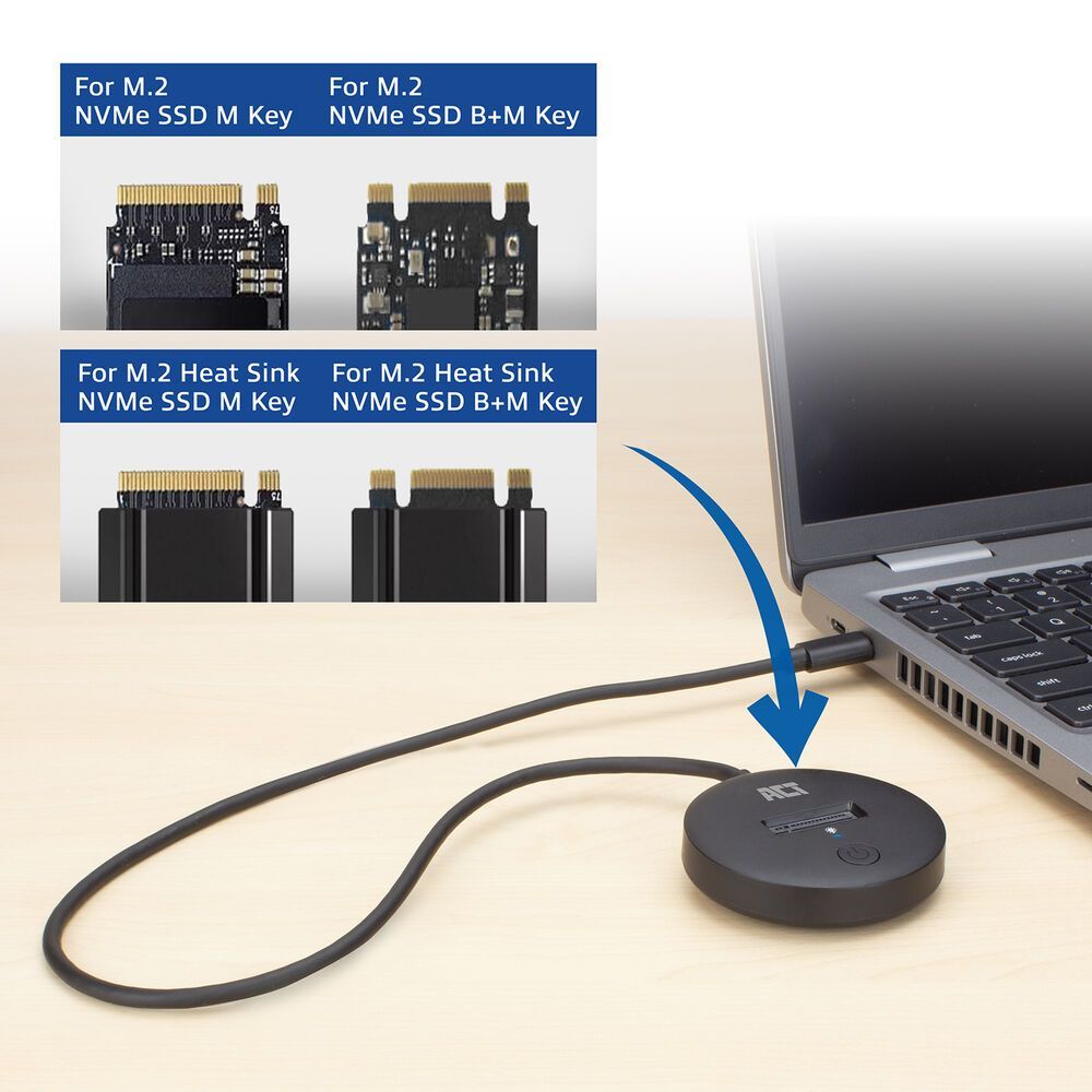 ACT AC1501 M.2 NVMe/PCIe SSD Docking Station USB-C 3.2 Gen2 Black