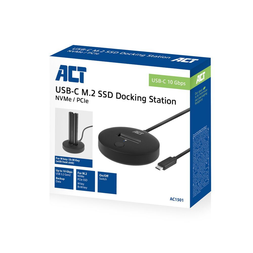 ACT AC1501 M.2 NVMe/PCIe SSD Docking Station USB-C 3.2 Gen2 Black