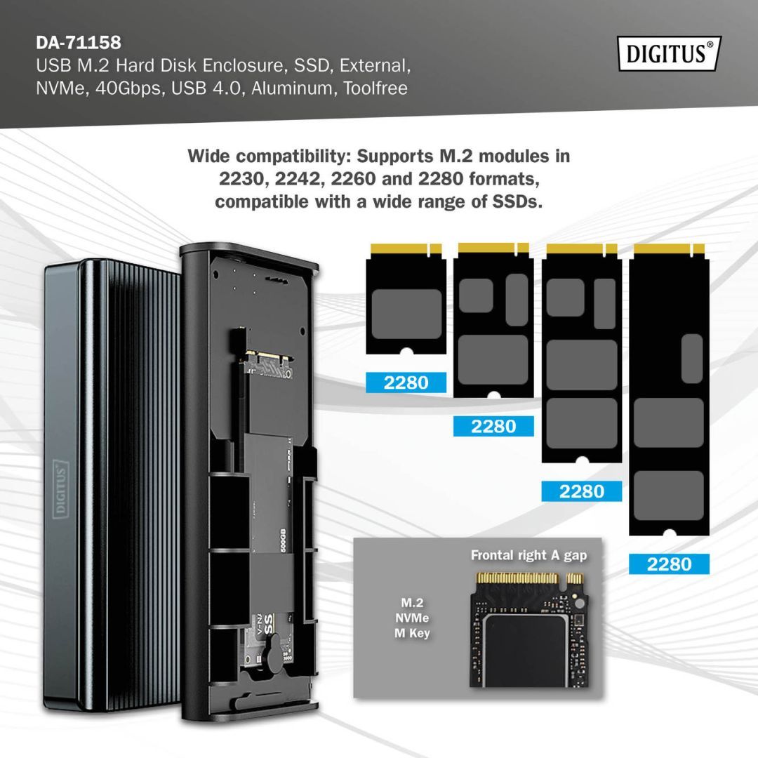 Digitus USB M.2 hard disk enclosure SSD external