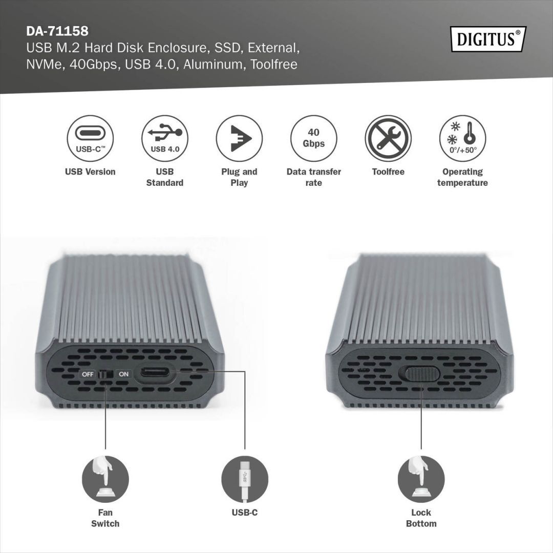 Digitus USB M.2 hard disk enclosure SSD external