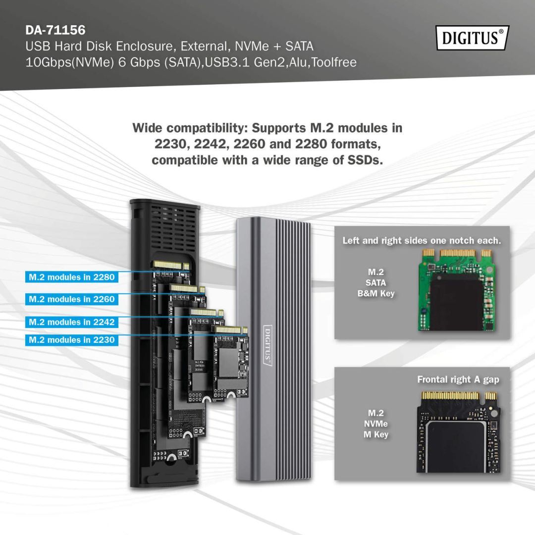 Digitus USB M.2 hard disk enclosure SSD external