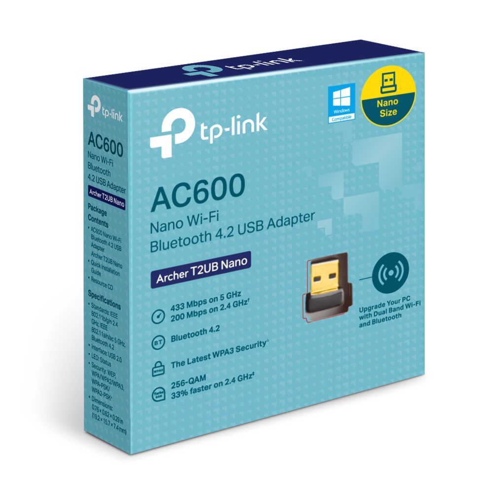 TP-Link Archer T2UB Nano AC600 Nano Wi-Fi Bluetooth 4.2 USB Adapter