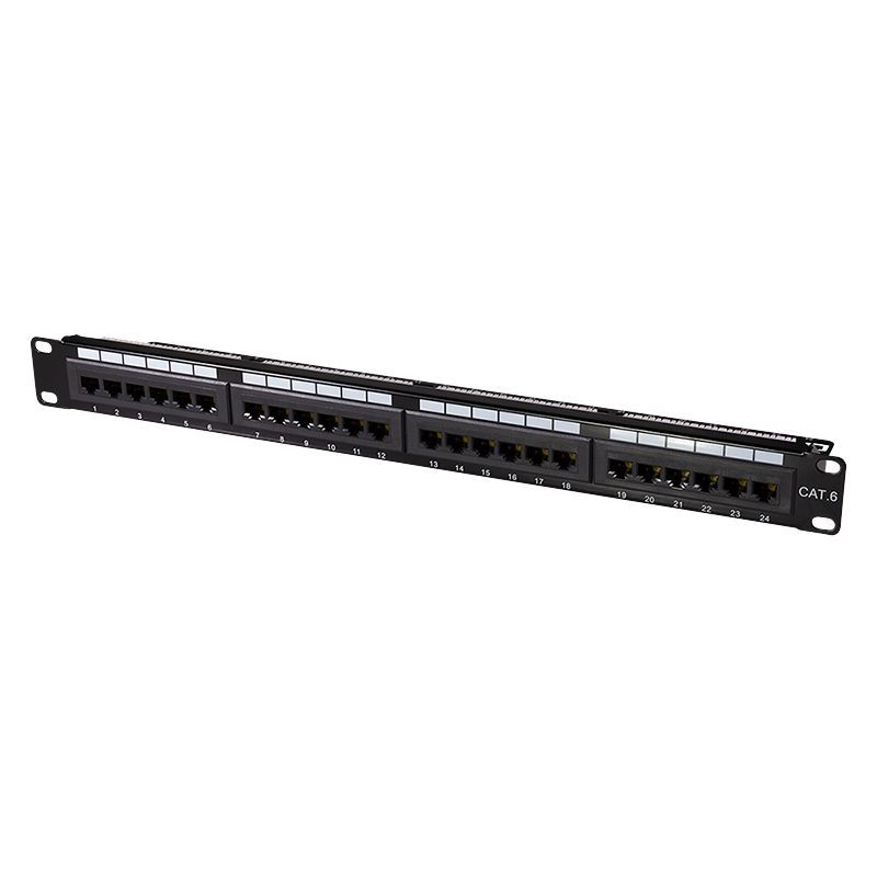 Logilink NP0004A Cat.6 Patch Panel 24-port UTP 180° punch down PrimeLine