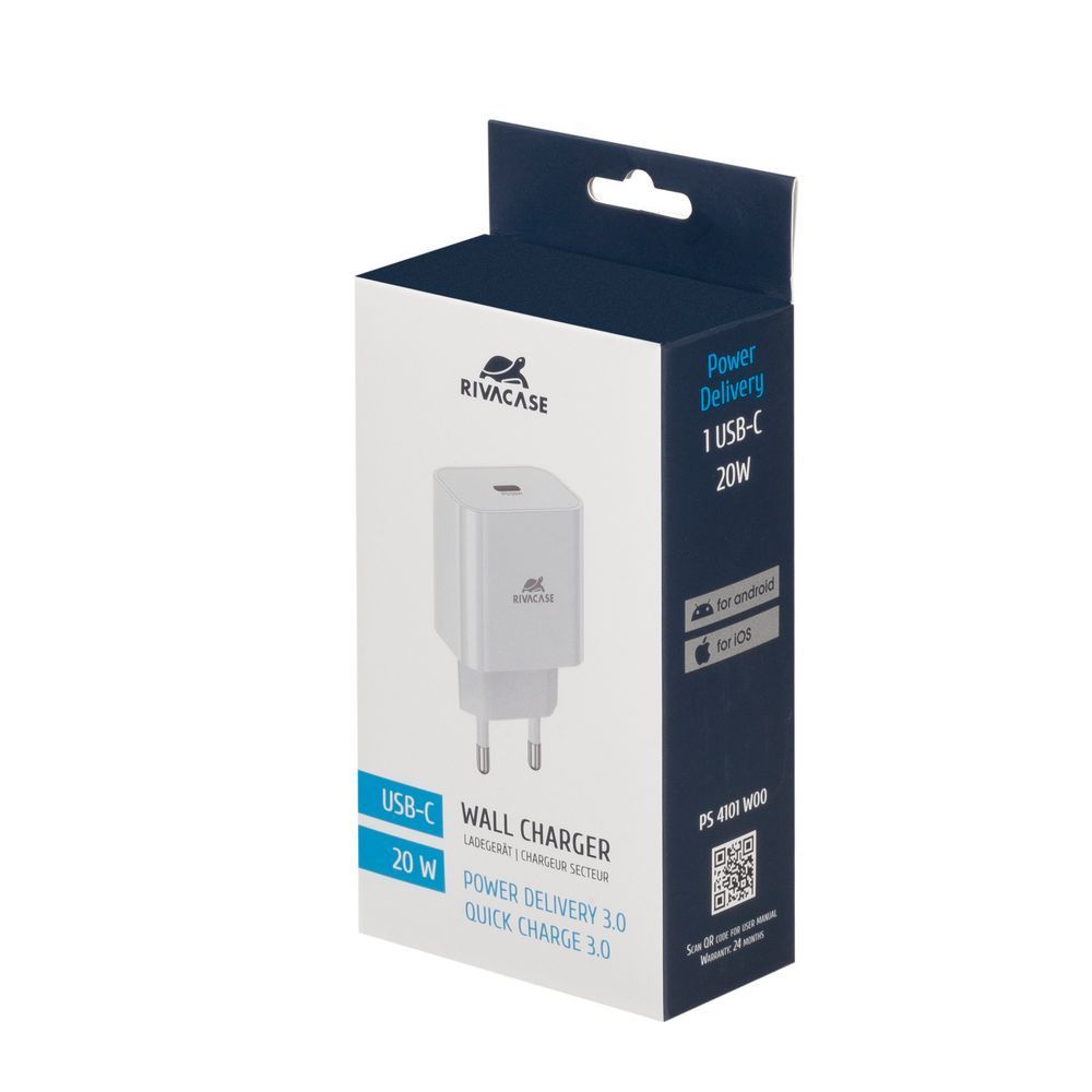 RivaCase PS4101 W00 EU Wall Charger 20W PD 3.0/ 1 USB-C White