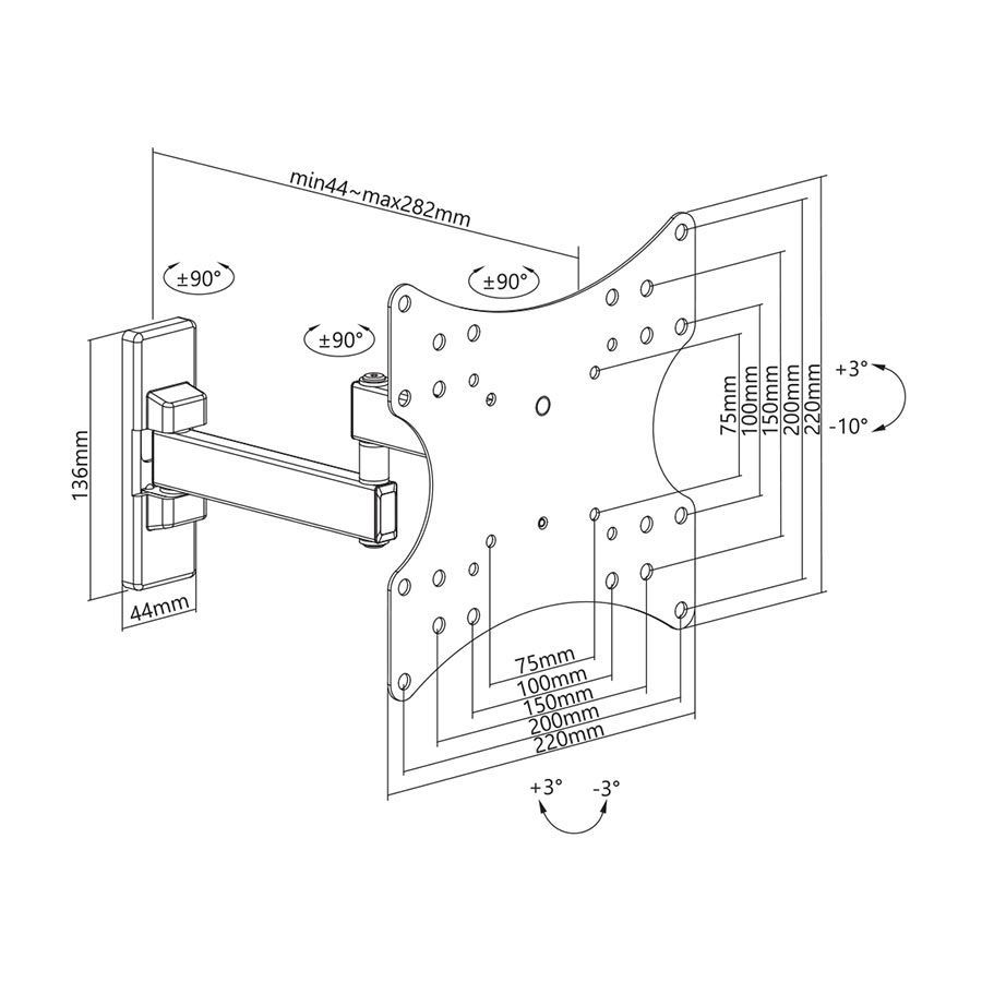 Stell SHO 4530 TV Wall Mount Fix 23"-42" Black