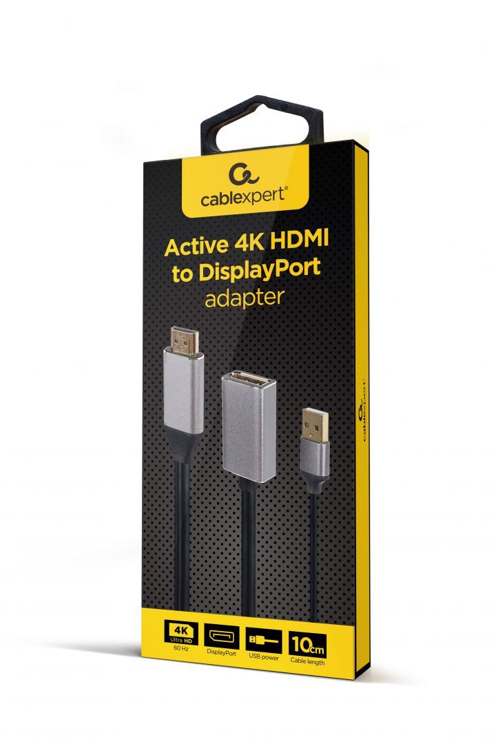 Gembird A-HDMIM-DPF-02 Active 4K HDMI male to DisplayPort female adapter Black Gembird A-HDMIM-DPF-02 Active 4K HDMI male to DisplayPort female adapter Black