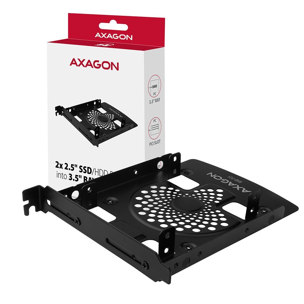 AXAGON RHD-P25 2x2.5" SSD/HDD Bracket into 3.5" bay or PCI slot Black