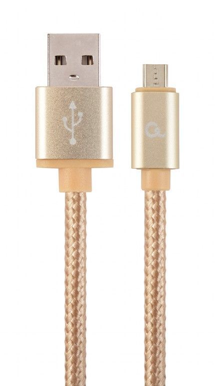Gembird Cotton braided Micro-USB cable with metal connectors 1,8m Gold Gembird Cotton braided Micro-USB cable with metal connectors 1,8m Gold