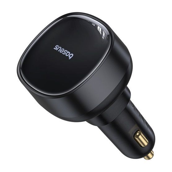 Baseus Enjoyment Pro Car Charger U+Retractable iPhone Cable 55W Black