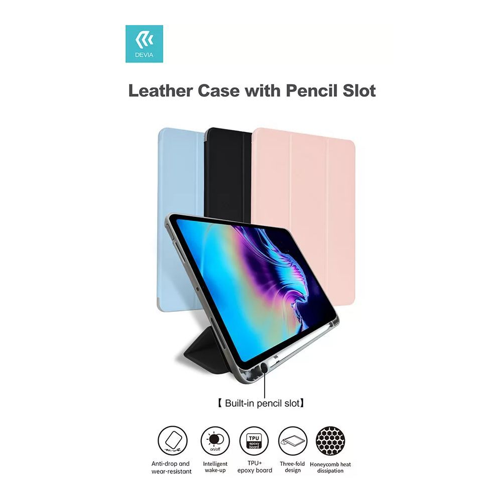 Devia Leather Case With Pencil Slot iPad Air5/4 10.9″/11″/12.9″ Black