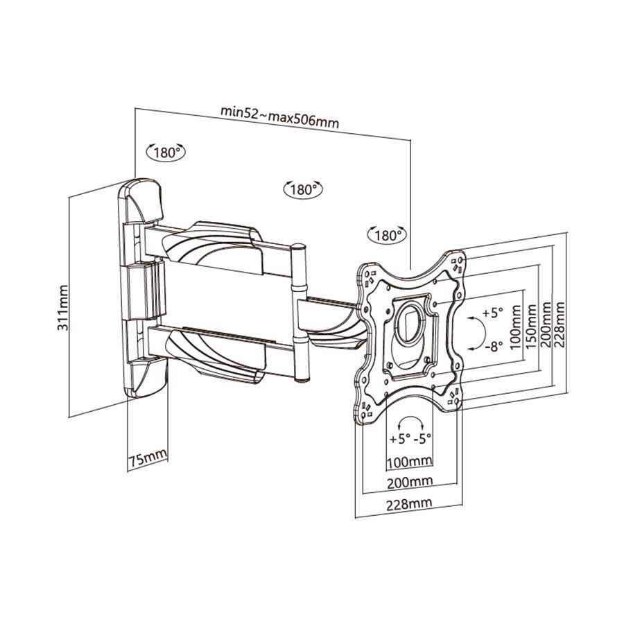 Stell SHO 7530 TV Wall Mount Fix 23"-42" Black