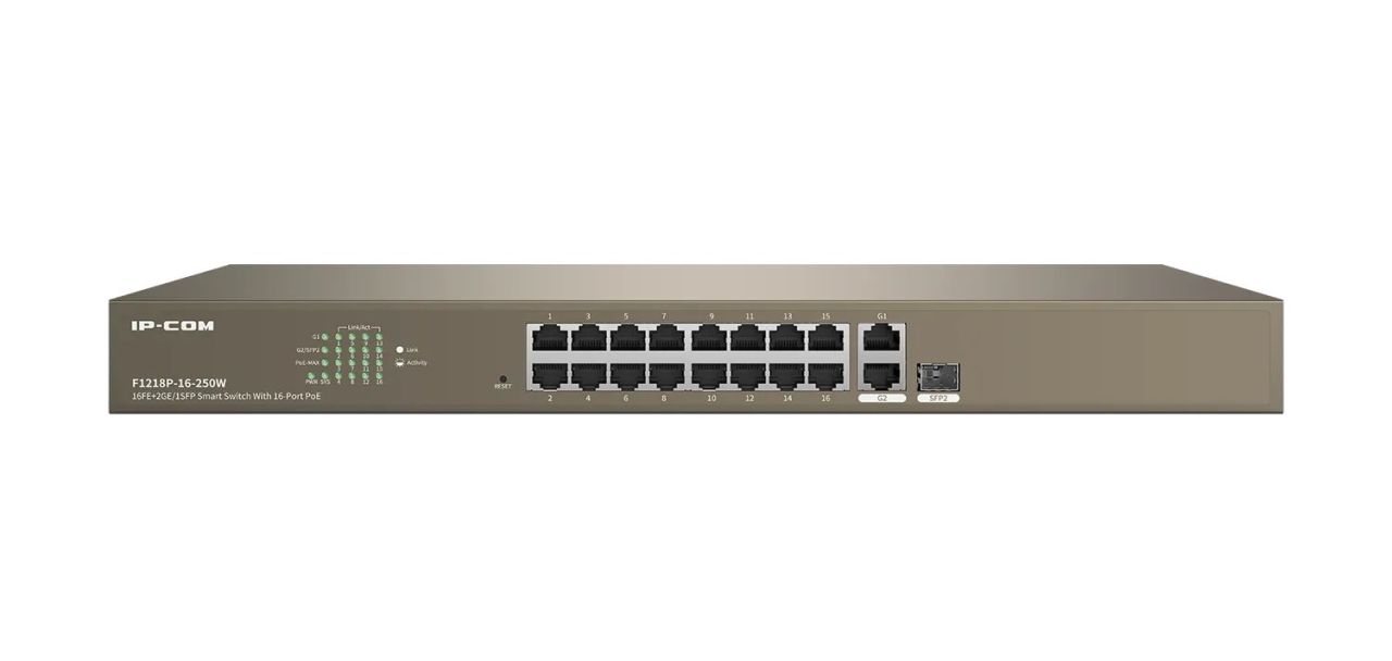 IP-COM F1218P-16-250W 16FE+2GE/1SFP Managed Switch With 16-Port PoE