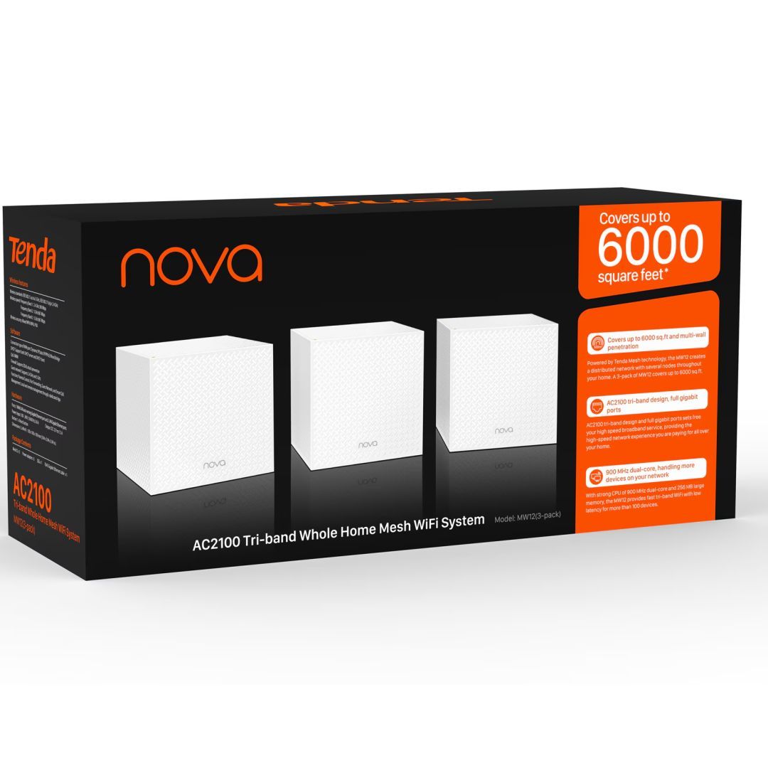 Tenda MX12 AX3000 Whole Home Mesh Wi-Fi 6 System (3-Pack)