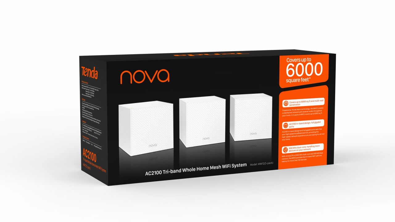 Tenda MW12 AC2100 Tri-band Whole Home Mesh WiFi System (3 pack)