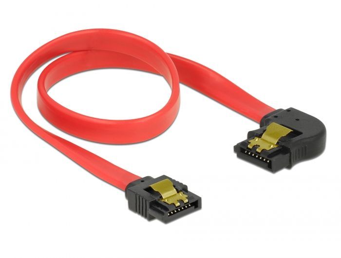 DeLock SATA 6Gb/s Cable straight to left angled 30cm Red