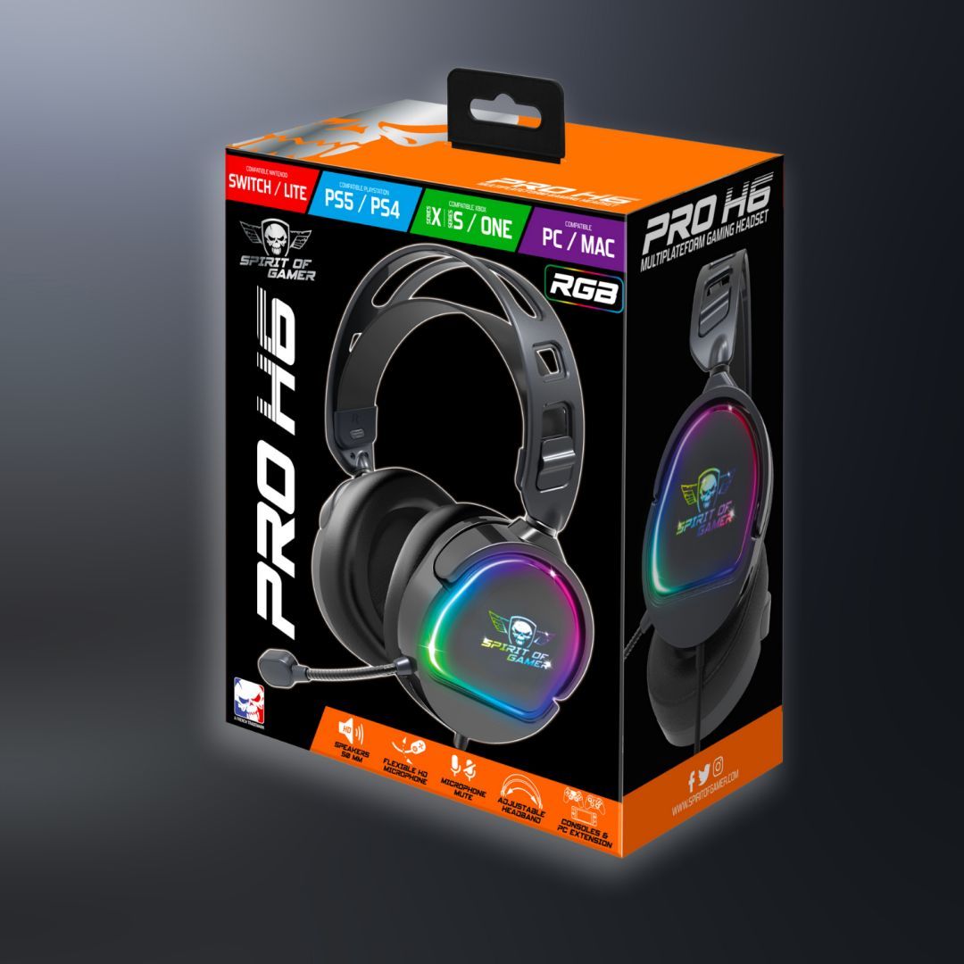 Spirit Of Gamer PRO H6 RGB Gaming Headset Dark