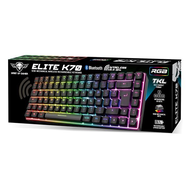 Spirit Of Gamer Elite K70 Wireless Bluetooth Semi-Mechanical Keyboard Black HU