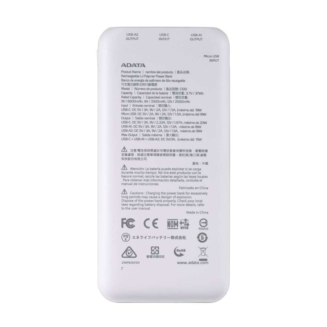 A-Data C100 10000mAh PowerBank White