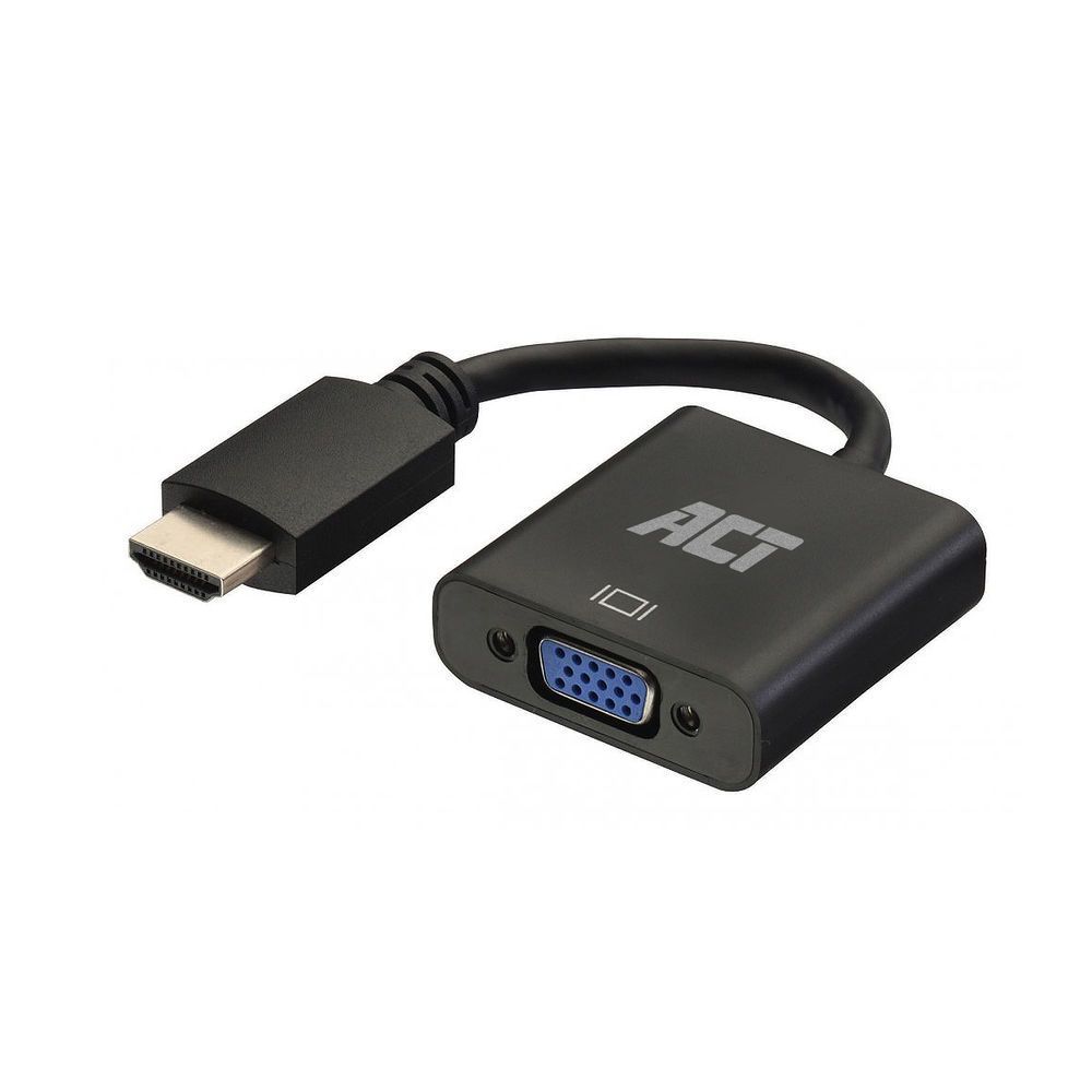 ACT AC7535 HDMI-A male to VGA female adapter with audio Black ACT AC7535 HDMI-A male to VGA female adapter with audio Black