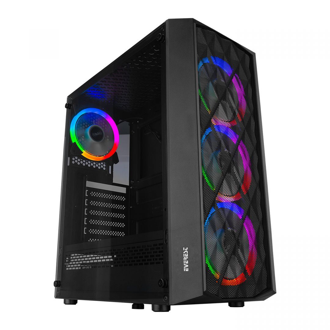 Rampage Everest Bumpy RGB Tempered Glass Black