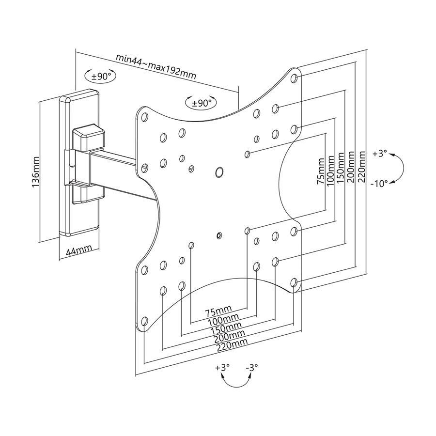 Stell SHO 4520 TV Wall Mount Fix 23"-42" Black