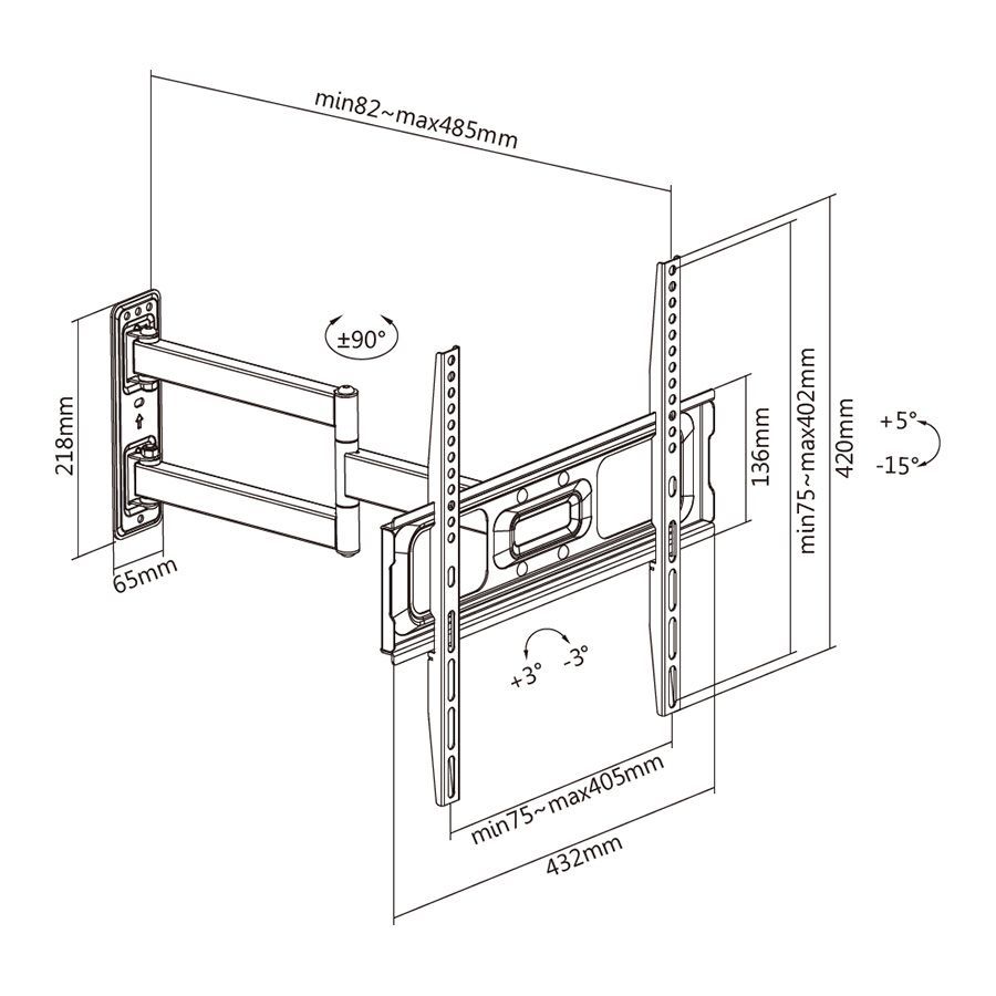 Stell SHO 5600 TV Wall Mount Fix 32"-55" Black