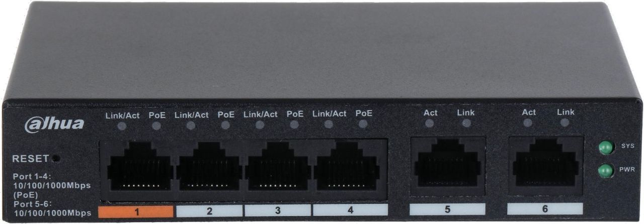 Dahua CS4006-4GT-60 6-Port Cloud Managed Desktop Gigabit Switch with 4-Port PoE