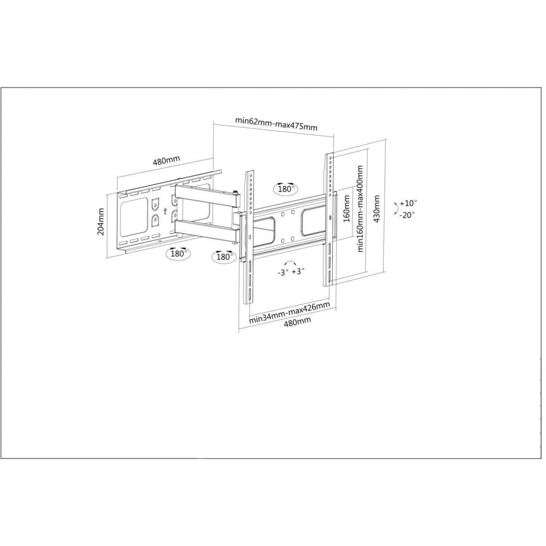 Manhattan Universal Flat-Panel TV Full-Motion Wall Mount Black