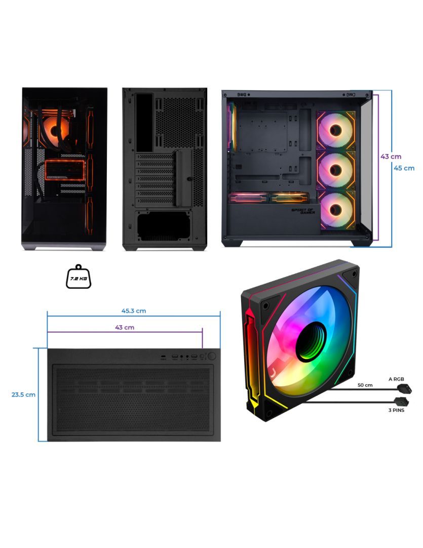 Spirit Of Gamer Spark RGB Tempered Glass Dark