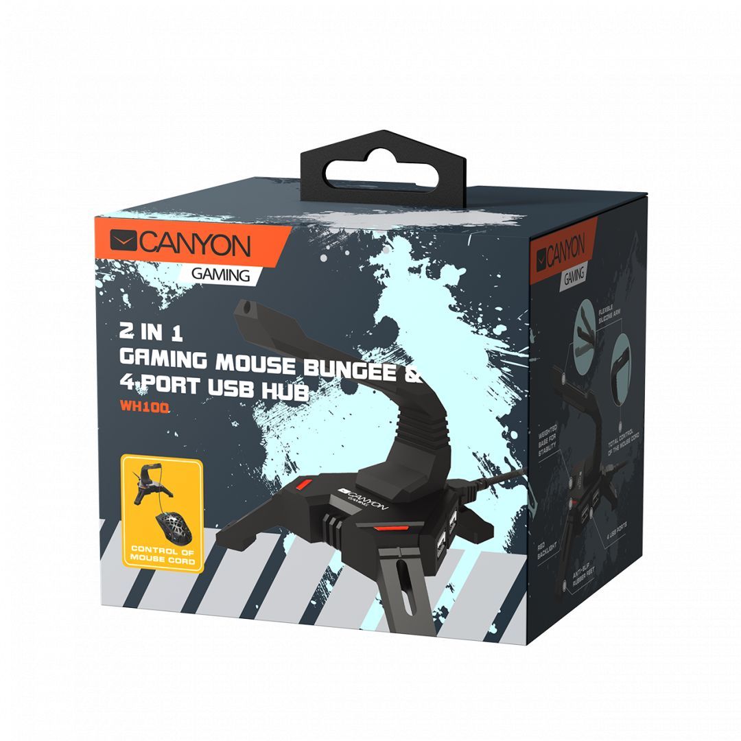 Canyon WH-100 2in1 Gaming Mouse Bungee stand and USB 2.0 hub Set Black