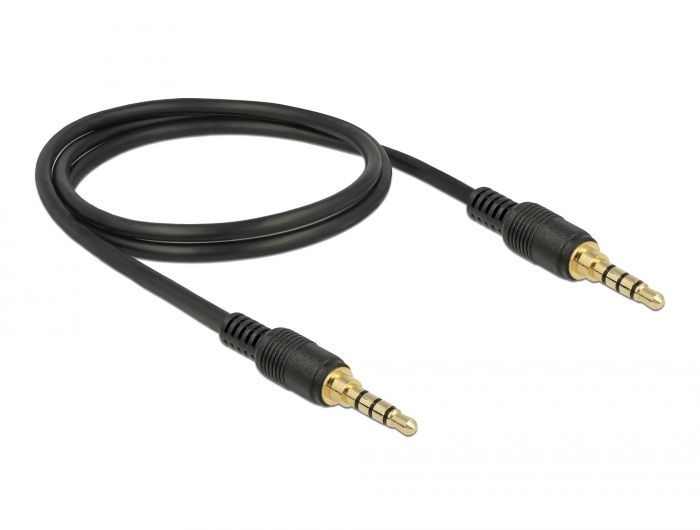 DeLock Stereo Jack Cable 3.5 mm 4 pin male > male 1m Black