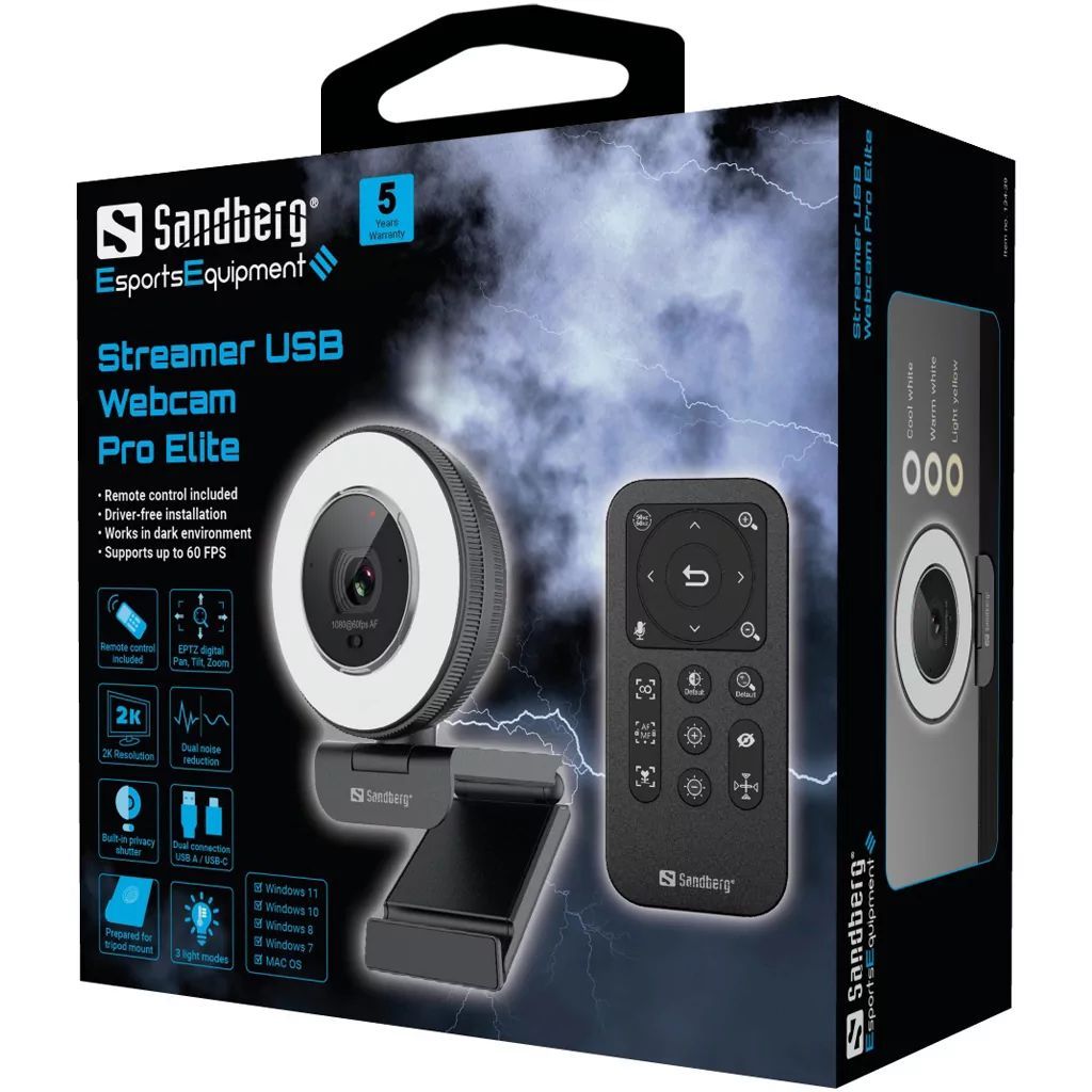 Sandberg Streamer Pro Elite Webkamera Black