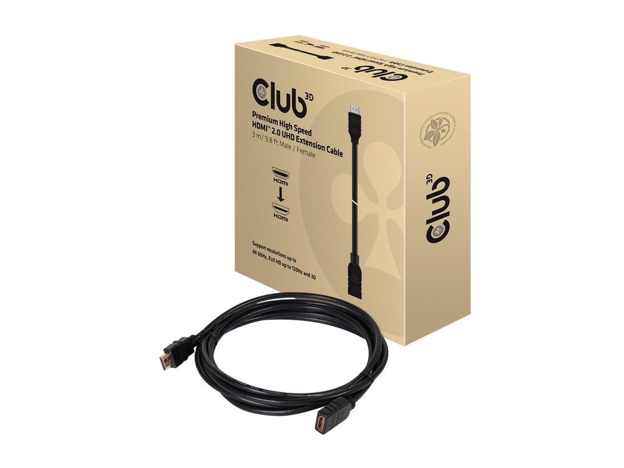 Club3D High Speed HDMI 2.0 UHD Extension Cable M/F 3m Black Club3D High Speed HDMI 2.0 UHD Extension Cable M/F 3m Black
