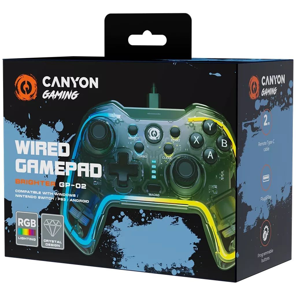 Canyon Wired Brighter GP-02 USB-C Gamepad Crystal