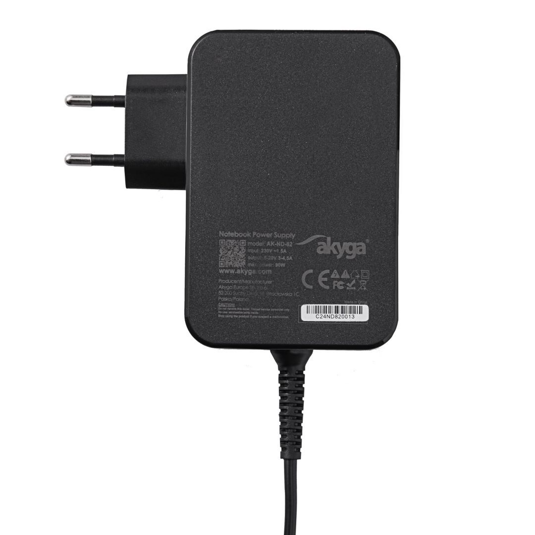 Akyga AK-ND-82 5-20V / 3-4.5A 90W USB-C Power Delivery 3.0 GaN cable 1,8m Black