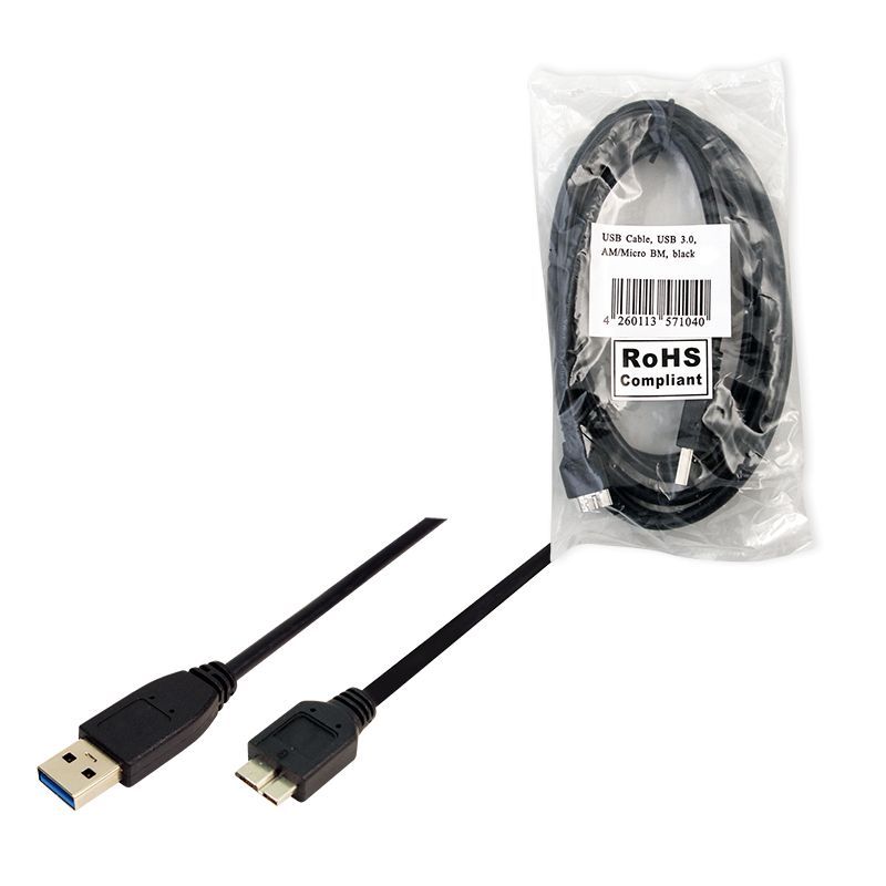 Logilink CU0027 USB3.0 Connection A->B microUSB cable 2m Black Logilink CU0027 USB3.0 Connection A->B microUSB cable 2m Black