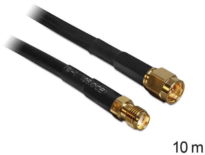 DeLock Antenna Cable SMA Plug > SMA Jack CFD/RF200 10m Low Loss DeLock Antenna Cable SMA Plug > SMA Jack CFD/RF200 10m Low Loss