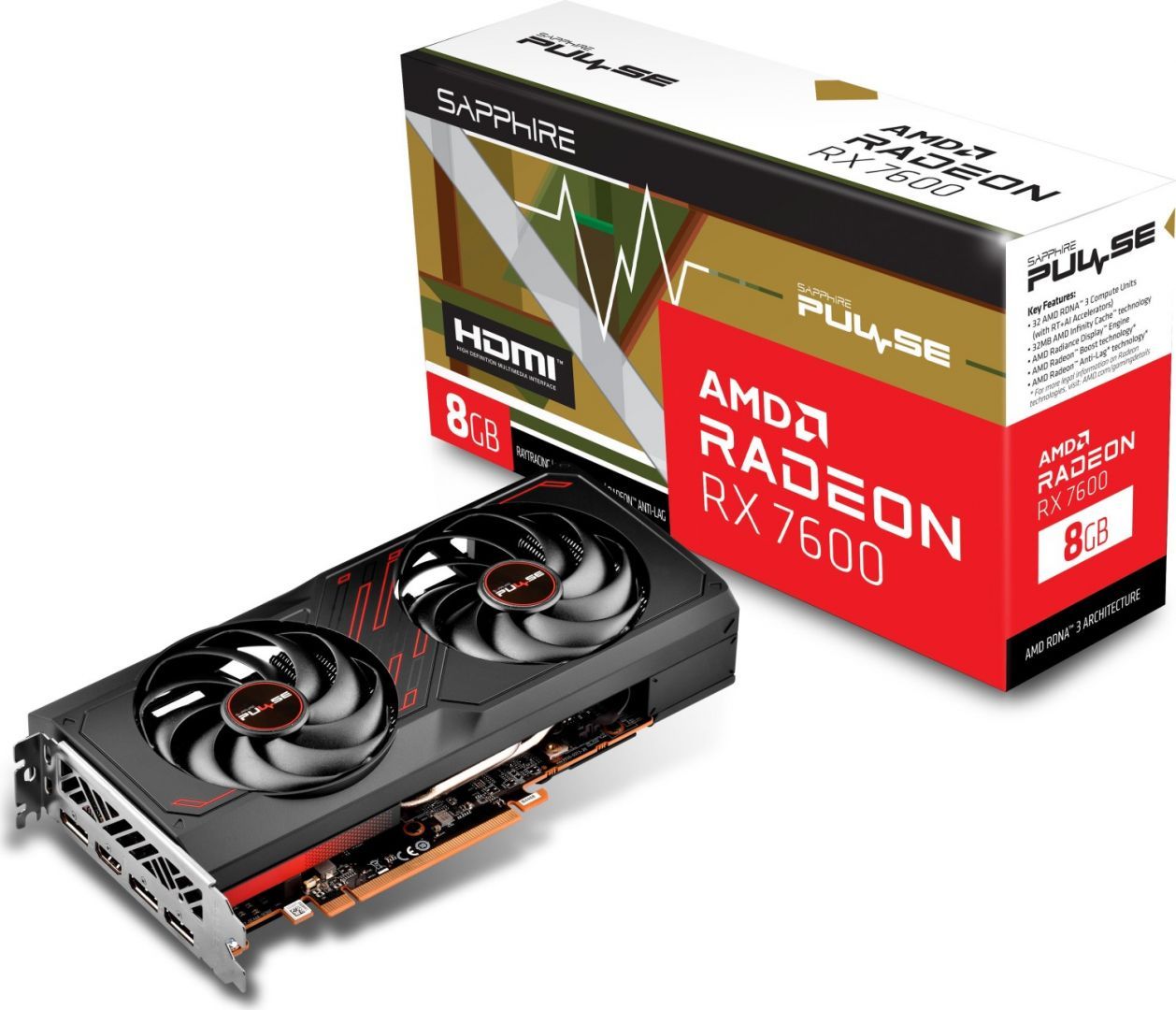 Sapphire Radeon RX7600 8GB Pulse Gaming OC