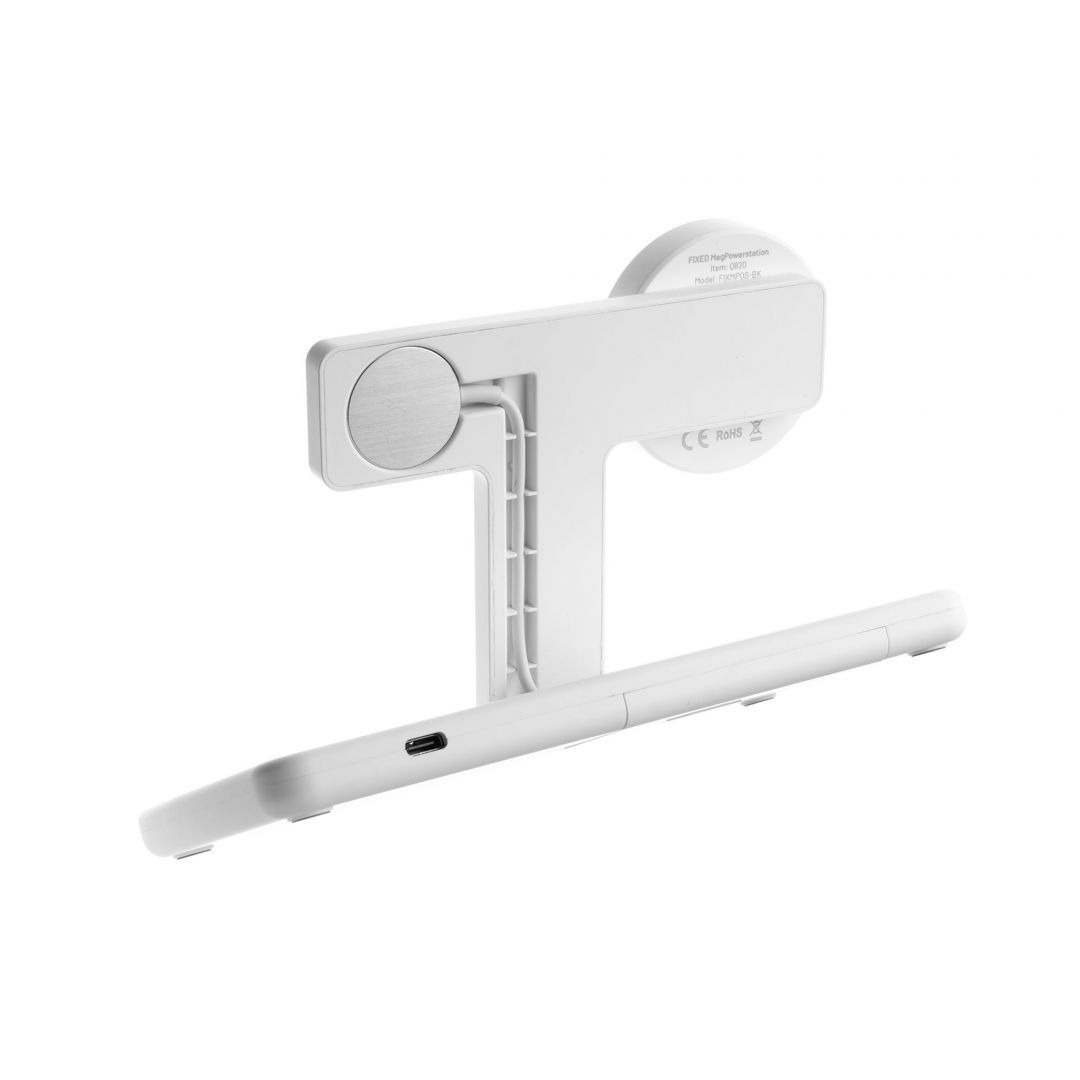FIXED MagPowerstation vezetéknélküli töltő MagSafe támogatással, Apple iPhone/Watch/Airpods, fehér FIXED MagPowerstation vezetéknélküli töltő MagSafe támogatással, Apple iPhone/Watch/Airpods, fehér