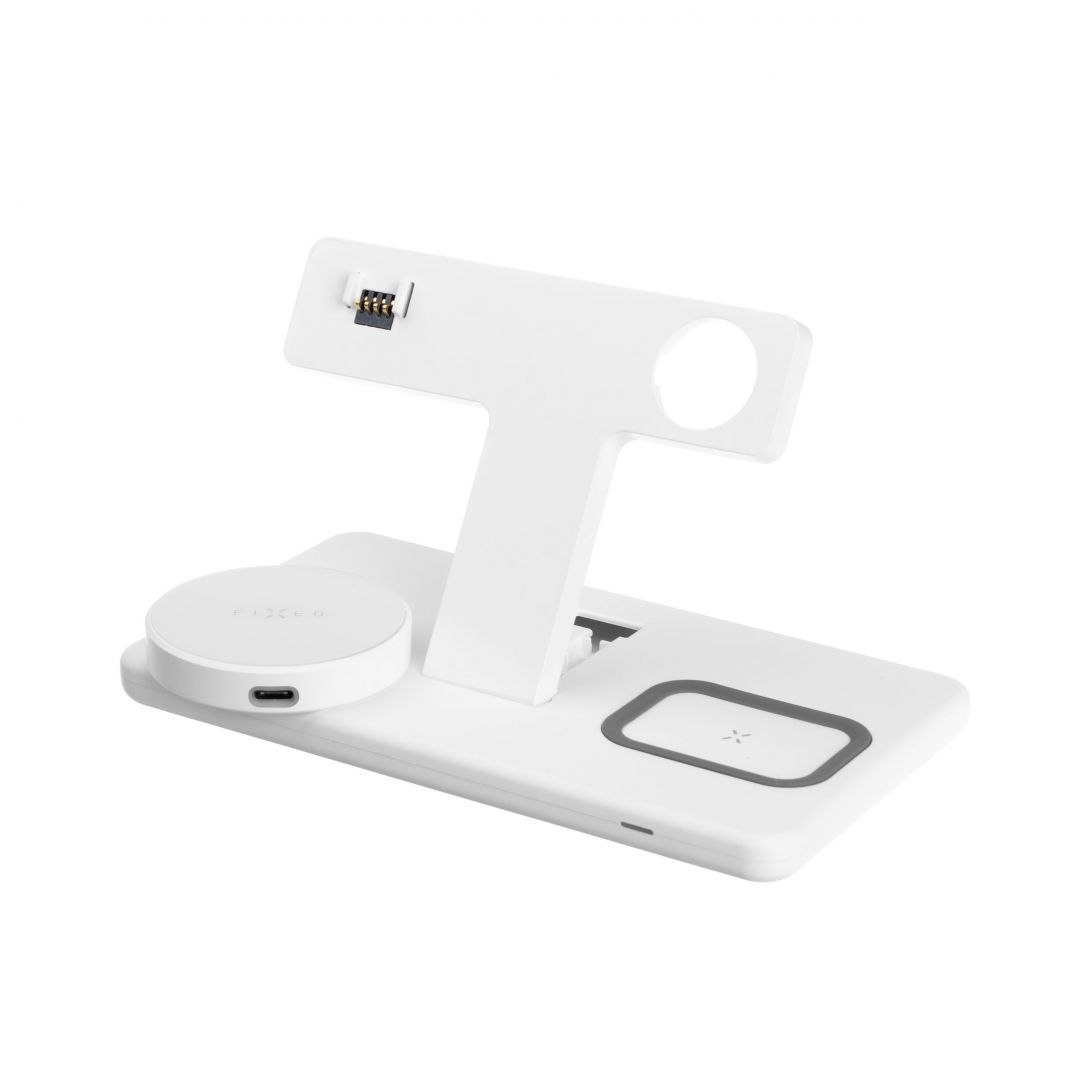 FIXED MagPowerstation vezetéknélküli töltő MagSafe támogatással, Apple iPhone/Watch/Airpods, fehér FIXED MagPowerstation vezetéknélküli töltő MagSafe támogatással, Apple iPhone/Watch/Airpods, fehér