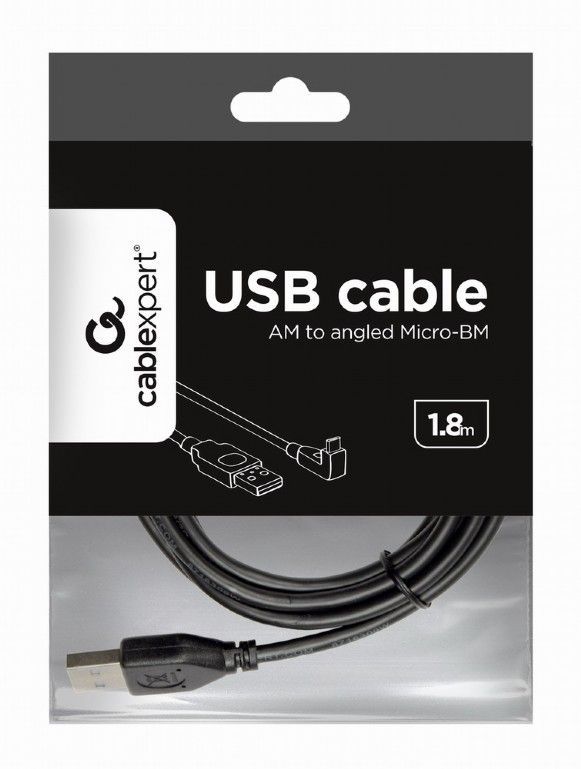 Gembird CCP-MUSB2-AMBM90-6 micro USB cable 2.0 AM-MBM5P angled 90 1,8m Black