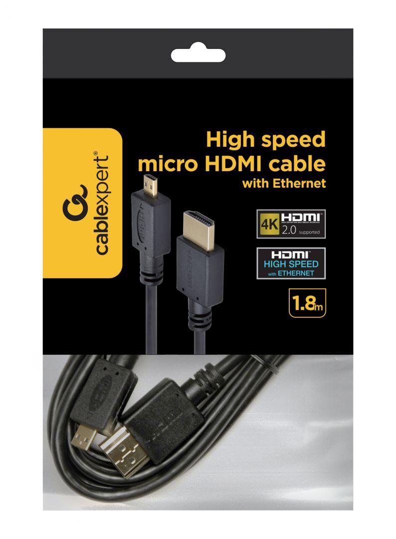 Gembird CC-HDMID-6 microHDMI to HDMI 2.0 cable 1,8m Black