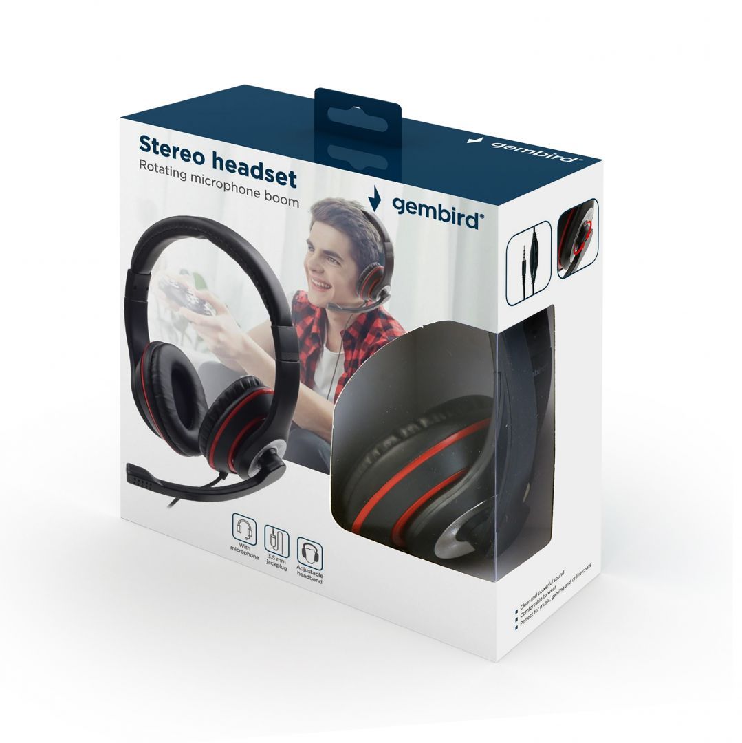 Gembird MHS-03-BKRD Stereo Headset Black/Red